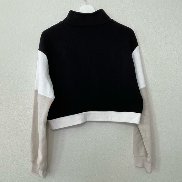 H&M Divided Womens Black USA Quarter Zip Coloblock Crop Sweater Size Small Top - Picture 3 of 8